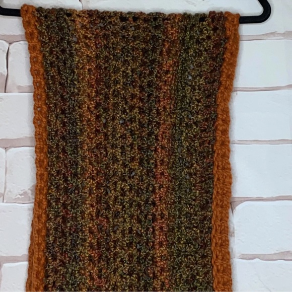 Winter Scarf Multicolor Open Knit Crochet Fringe 51”Long Fringe - Picture 3 of 7